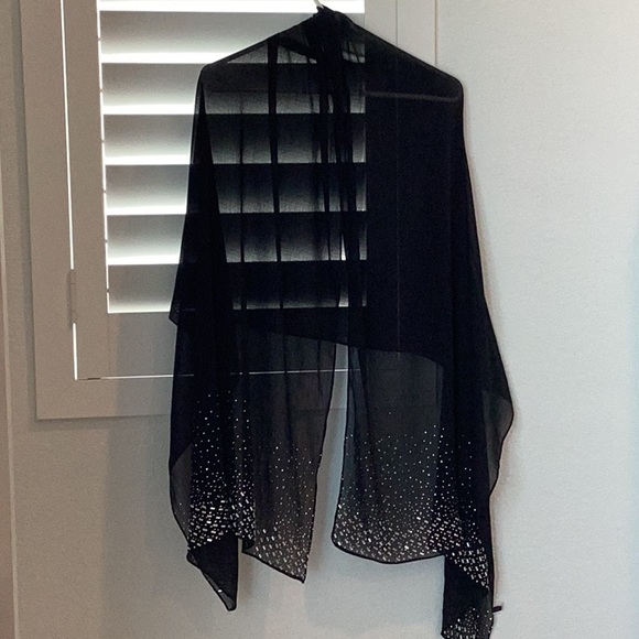 Natasha Black Scarf With Sparkled bottom - Picture 2 of 2
